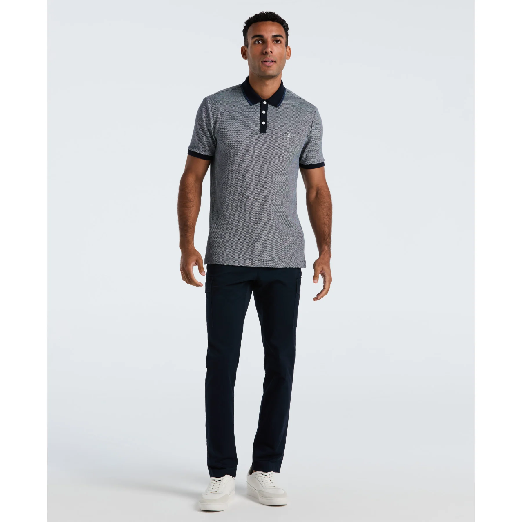 Tricolour Pique Polo Shirt In Dark Sapphire - Image 4