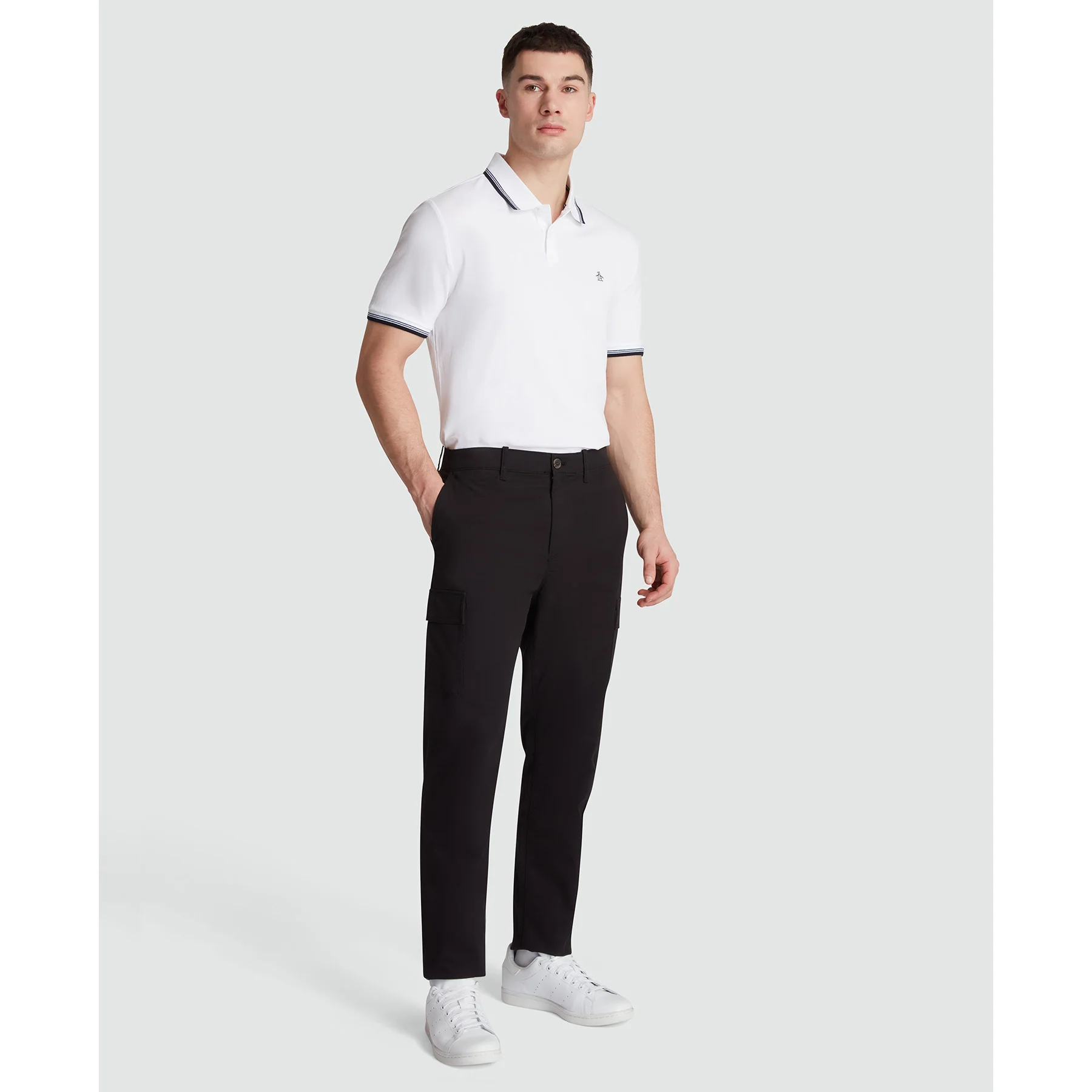 Twill Cargo Trousers In True Black