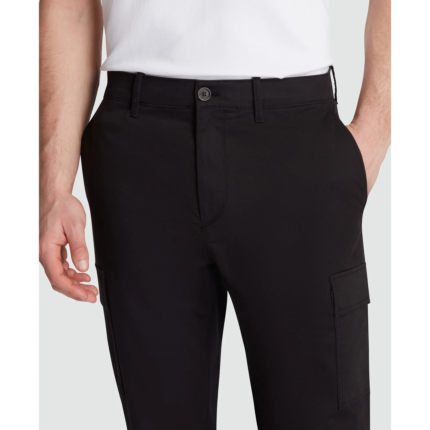 Twill Cargo Trousers In True Black - Image 3
