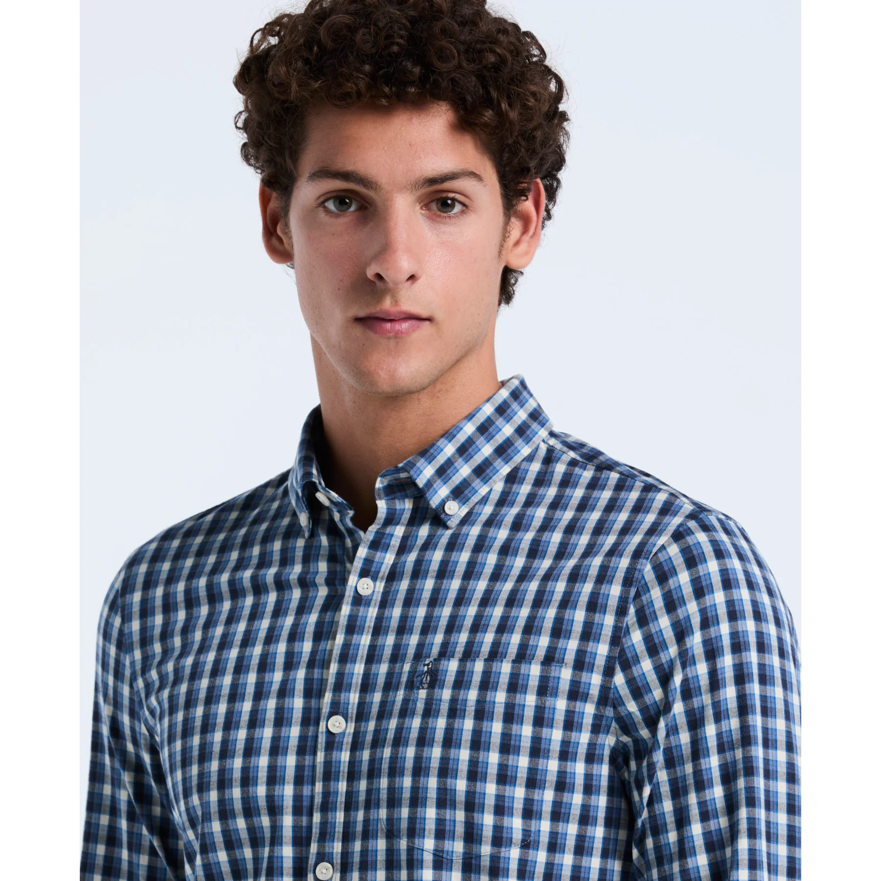 Twill Check Shirt In Copen Blue - Image 3