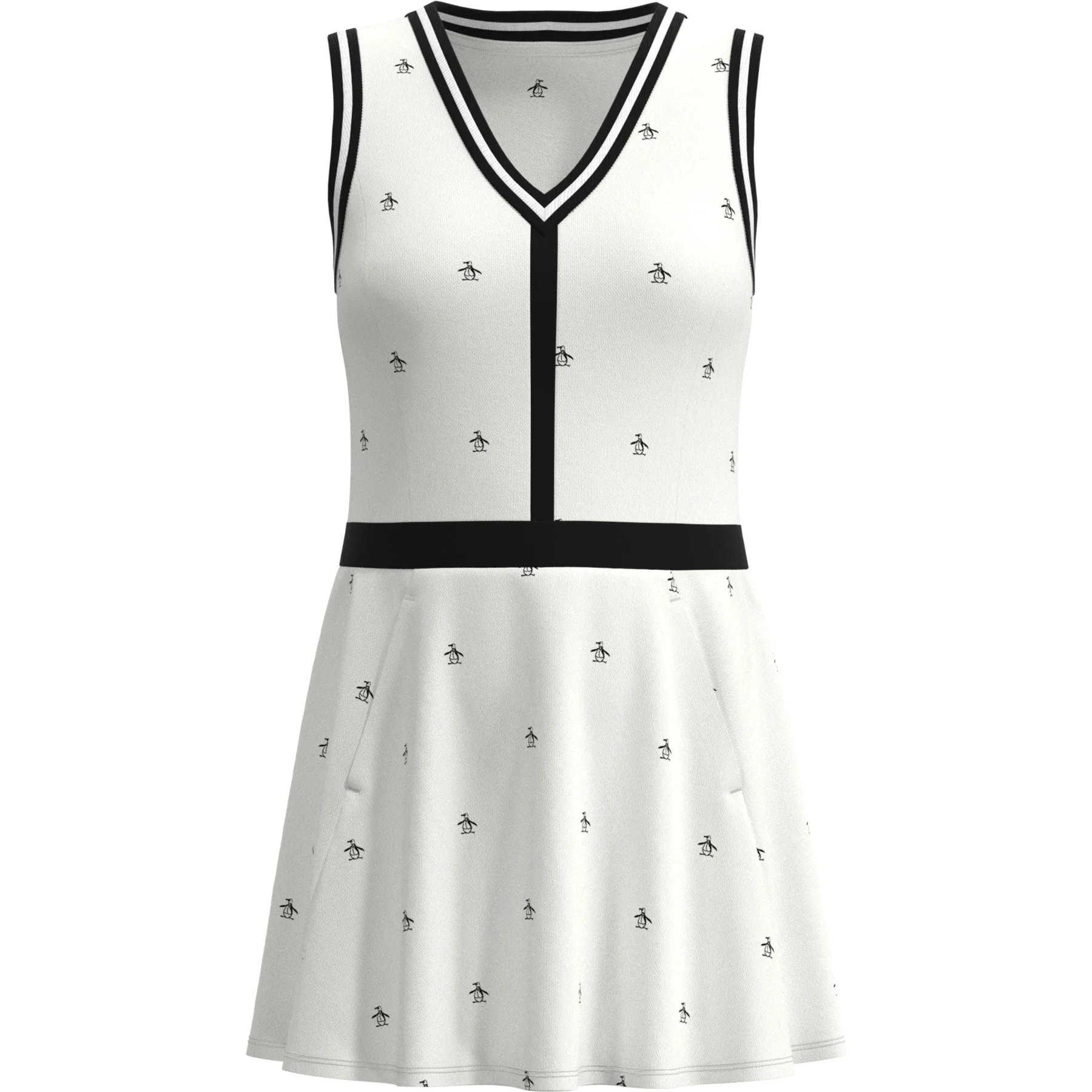 Women's V-Neck Allover Pete Print Tennis Dress In Bright White - Image 4