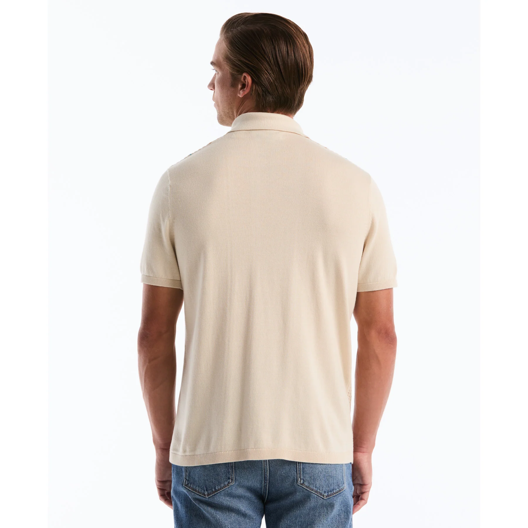 Vertical Stripe Sweater Polo In Birch - Image 3