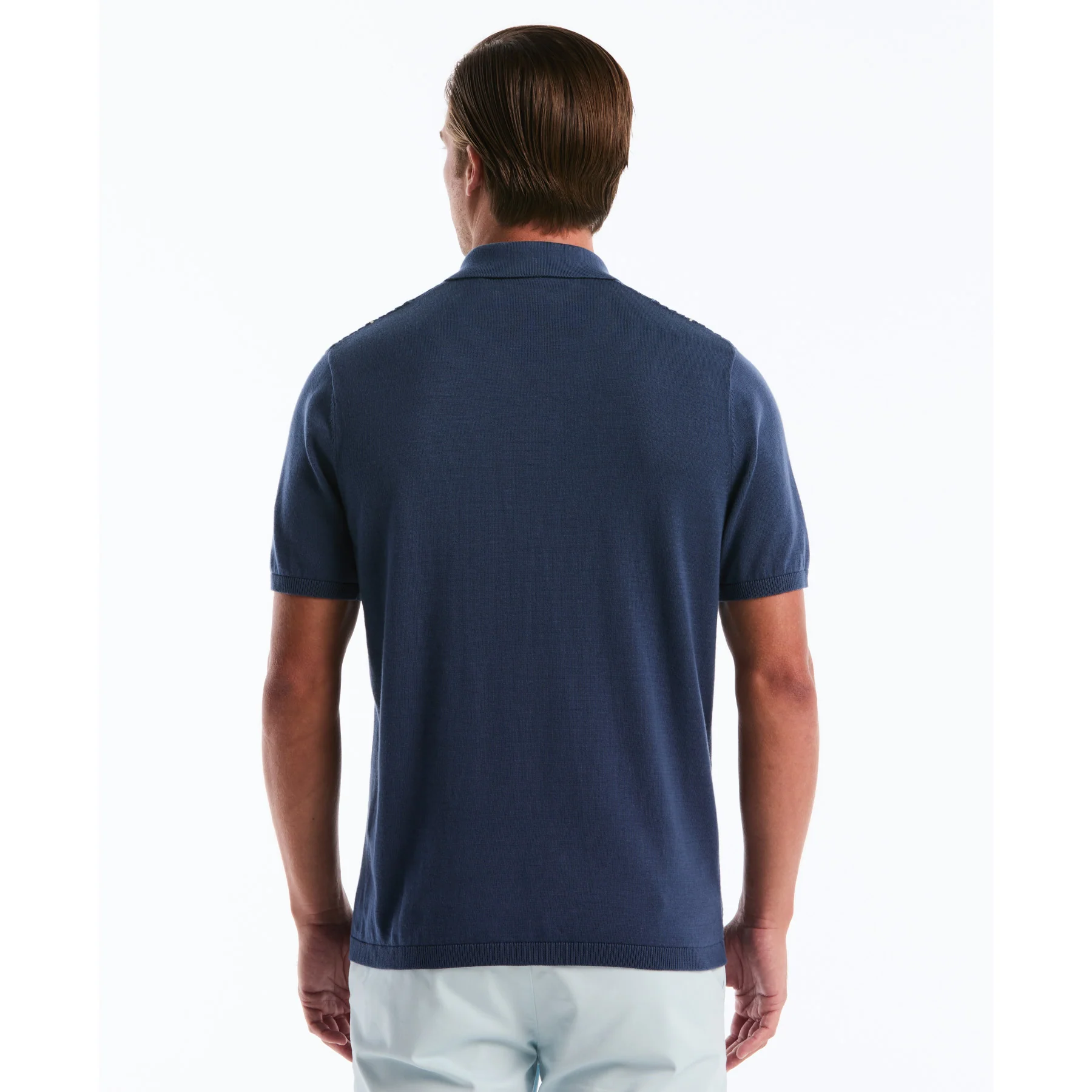 Vertical Stripe Sweater Polo In Sargasso Sea - Image 3