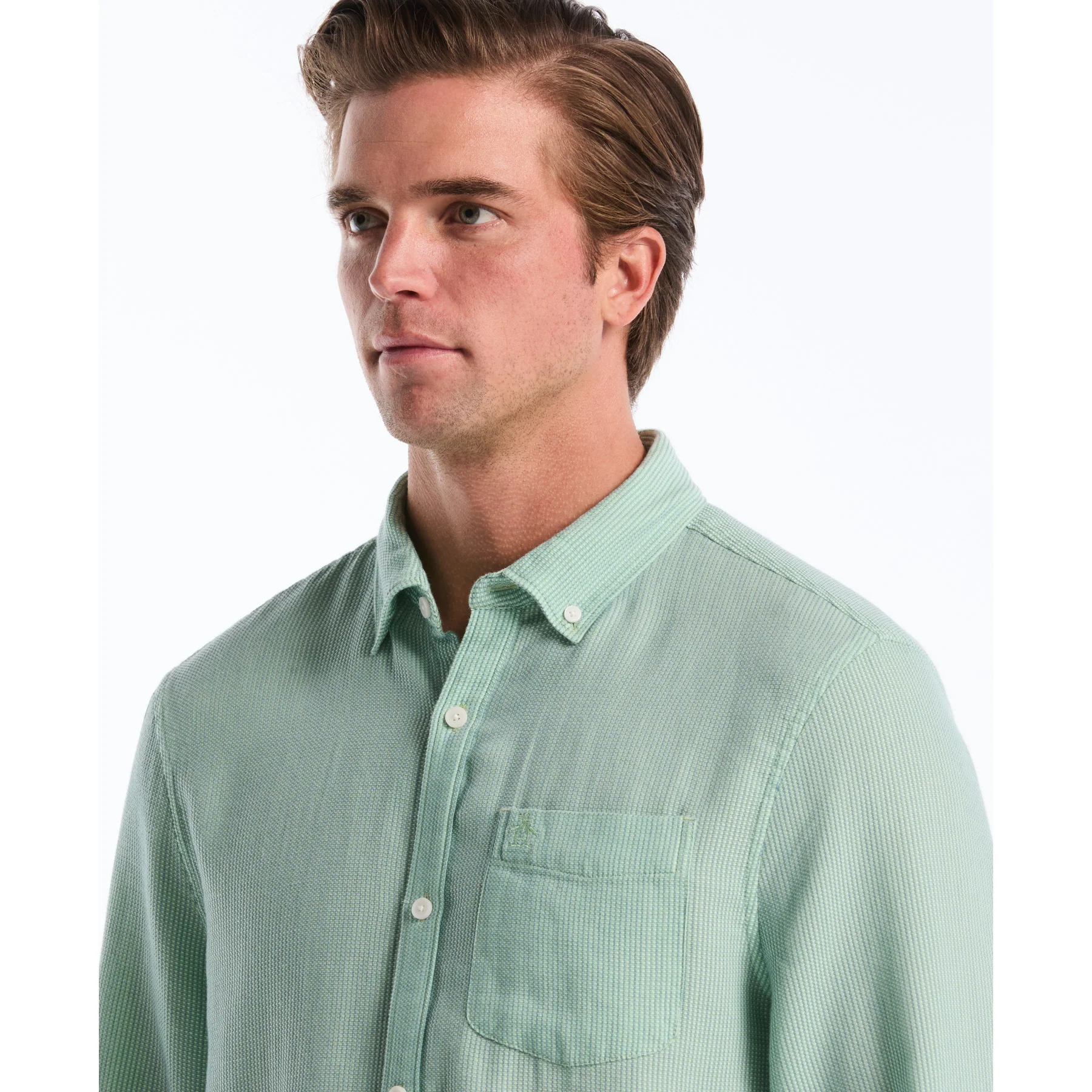 Waffle Dobby Shirt In Hemlock - Image 3