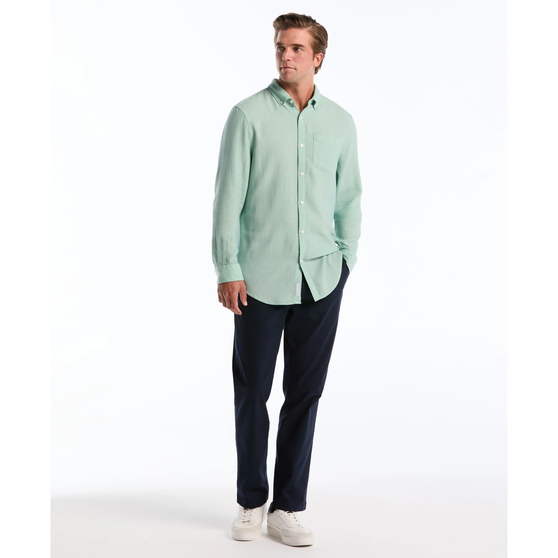 Waffle Dobby Shirt In Hemlock - Image 4