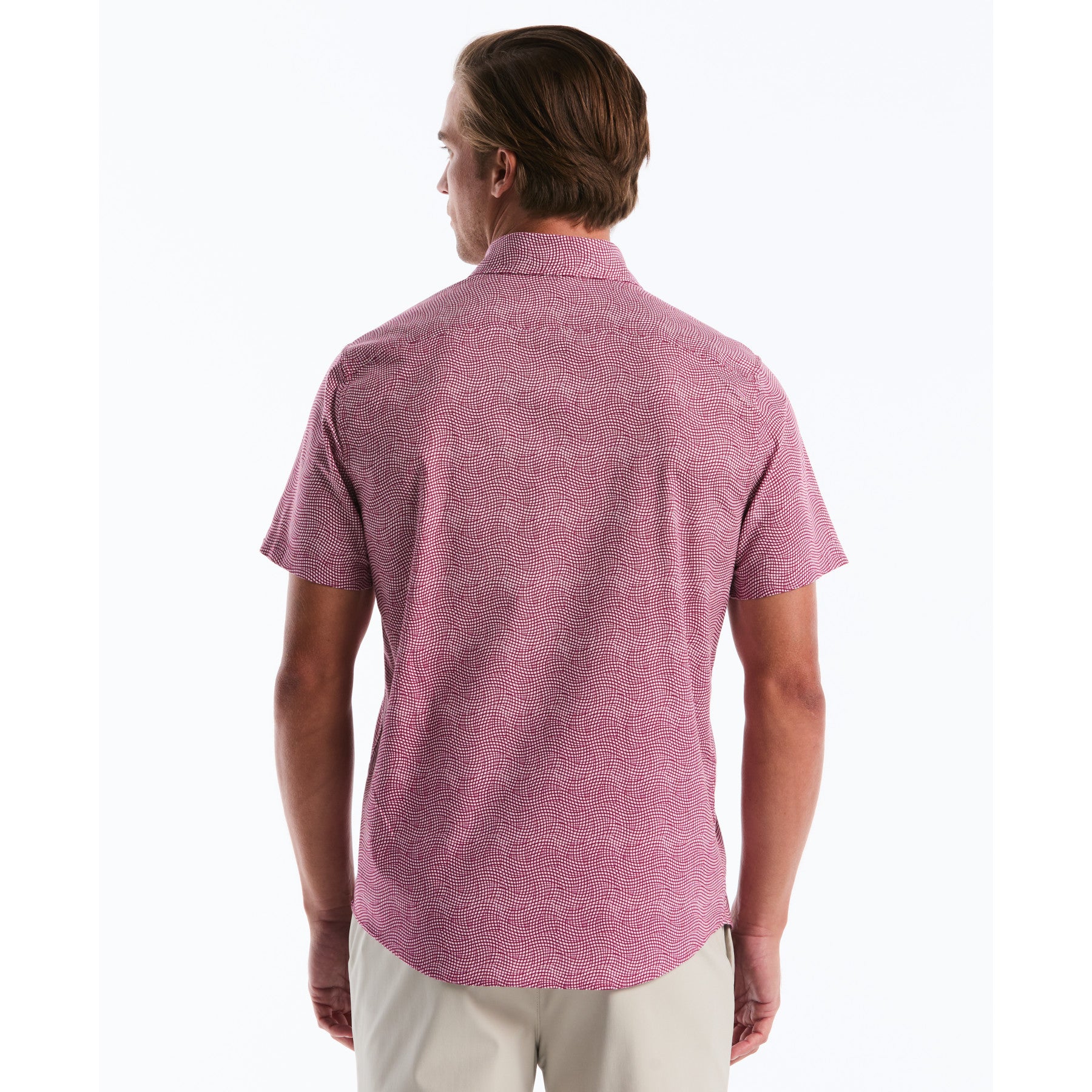Wavy Grid Print Short Sleeve Shirt In Parfait Pink - Image 2
