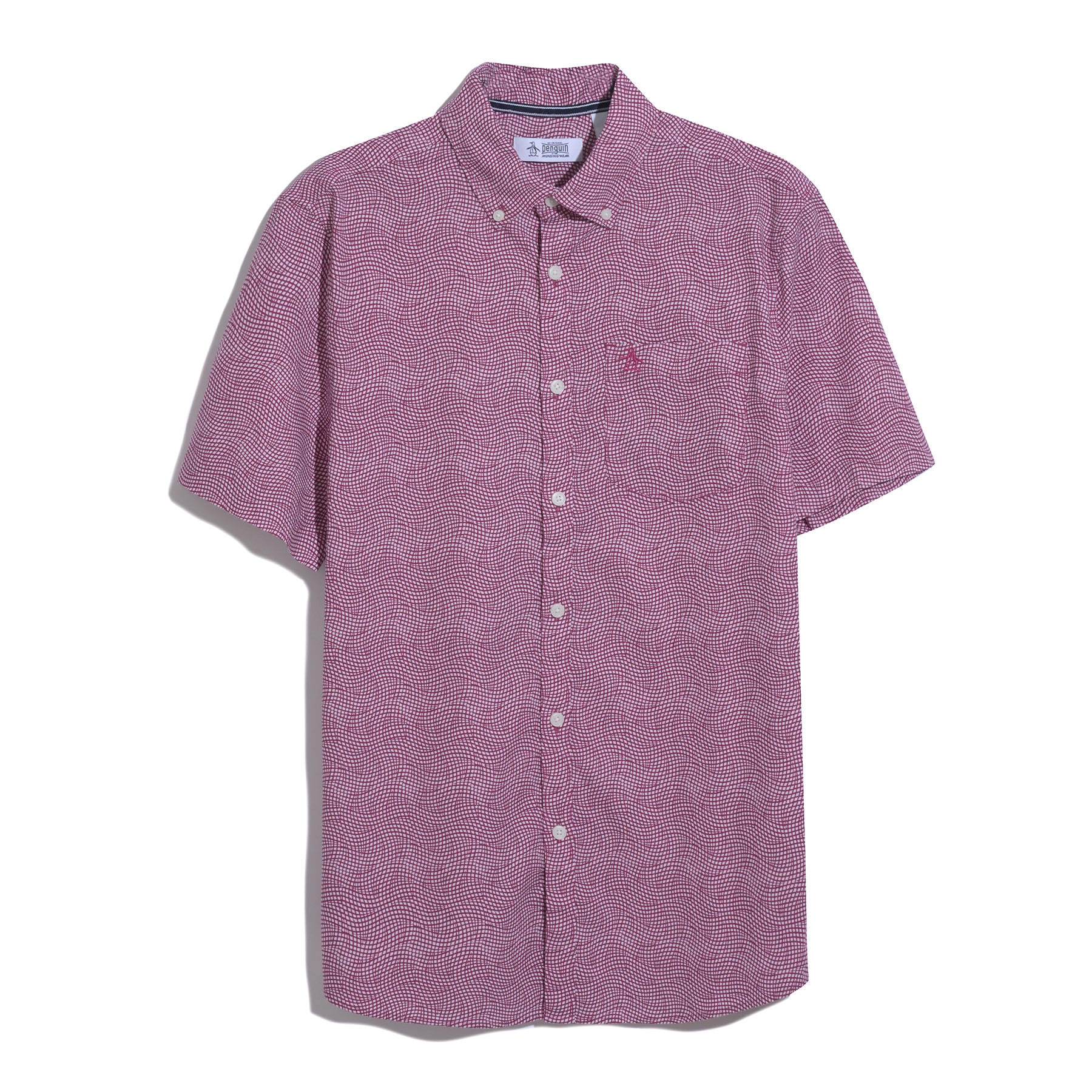 Wavy Grid Print Short Sleeve Shirt In Parfait Pink - Image 6