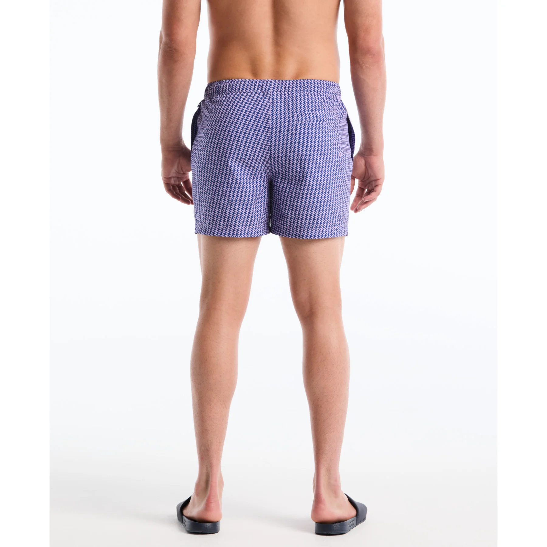 Wavy Lines Print Swim Shorts In Mazarine Blue - Image 3