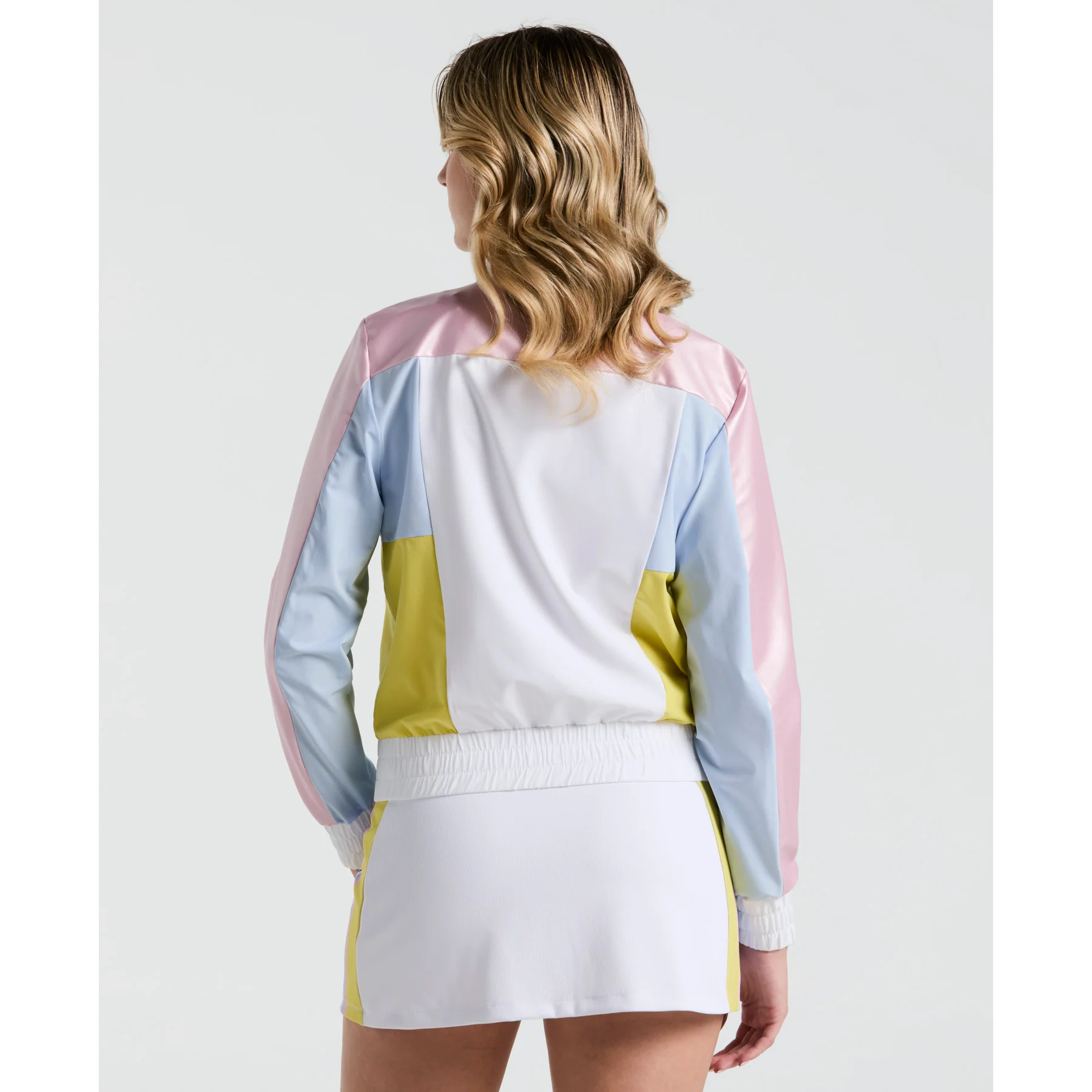 Women's Colour Block Cropped Tennis 1/4 Zip Jacket In Bright White - Image 2