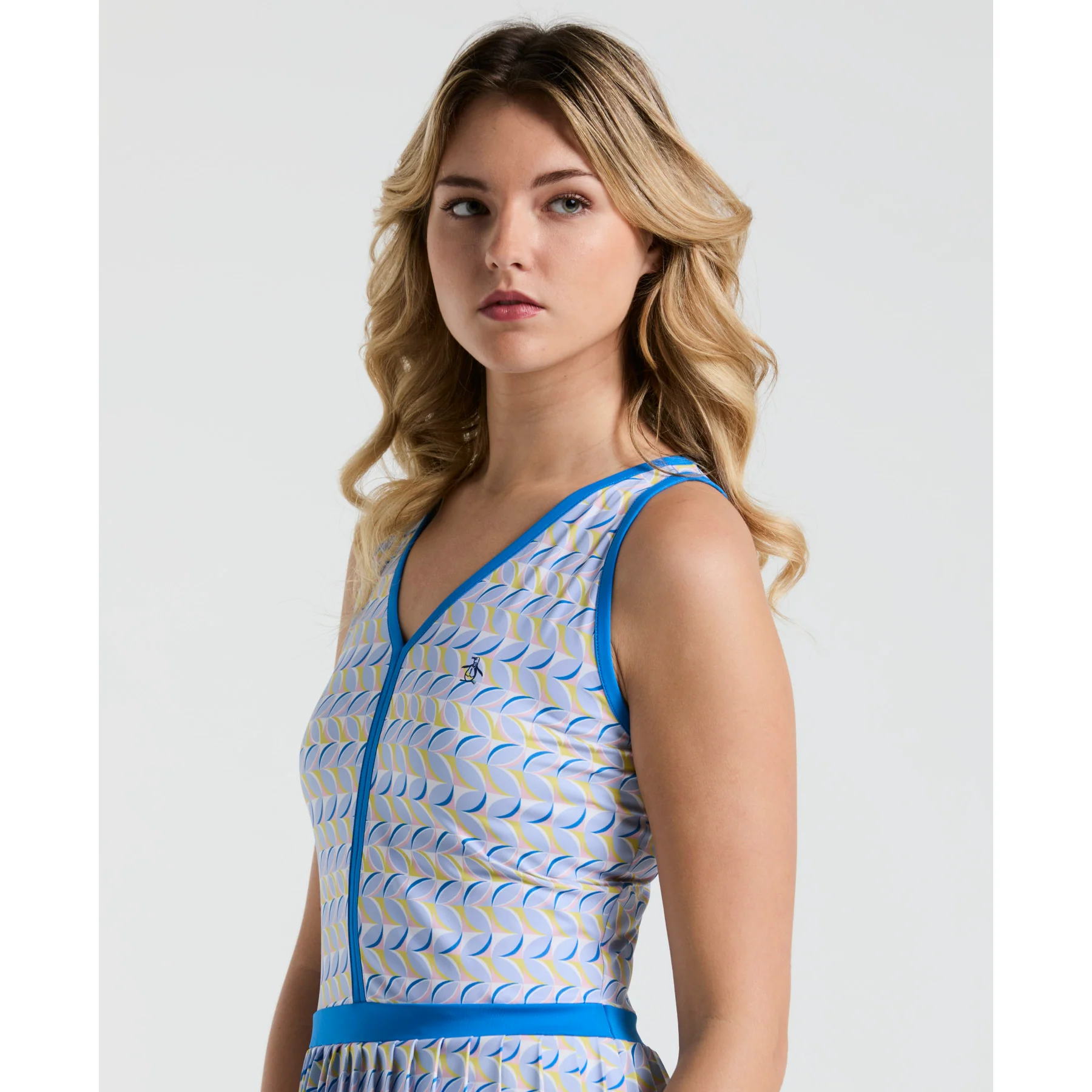 Women's Cut-Out Tennis Dress With Pleats In Bright White - Image 3