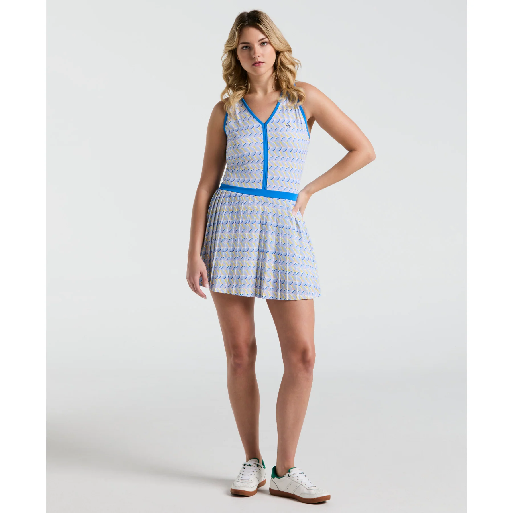 Women's Cut-Out Tennis Dress With Pleats In Bright White - Image 4