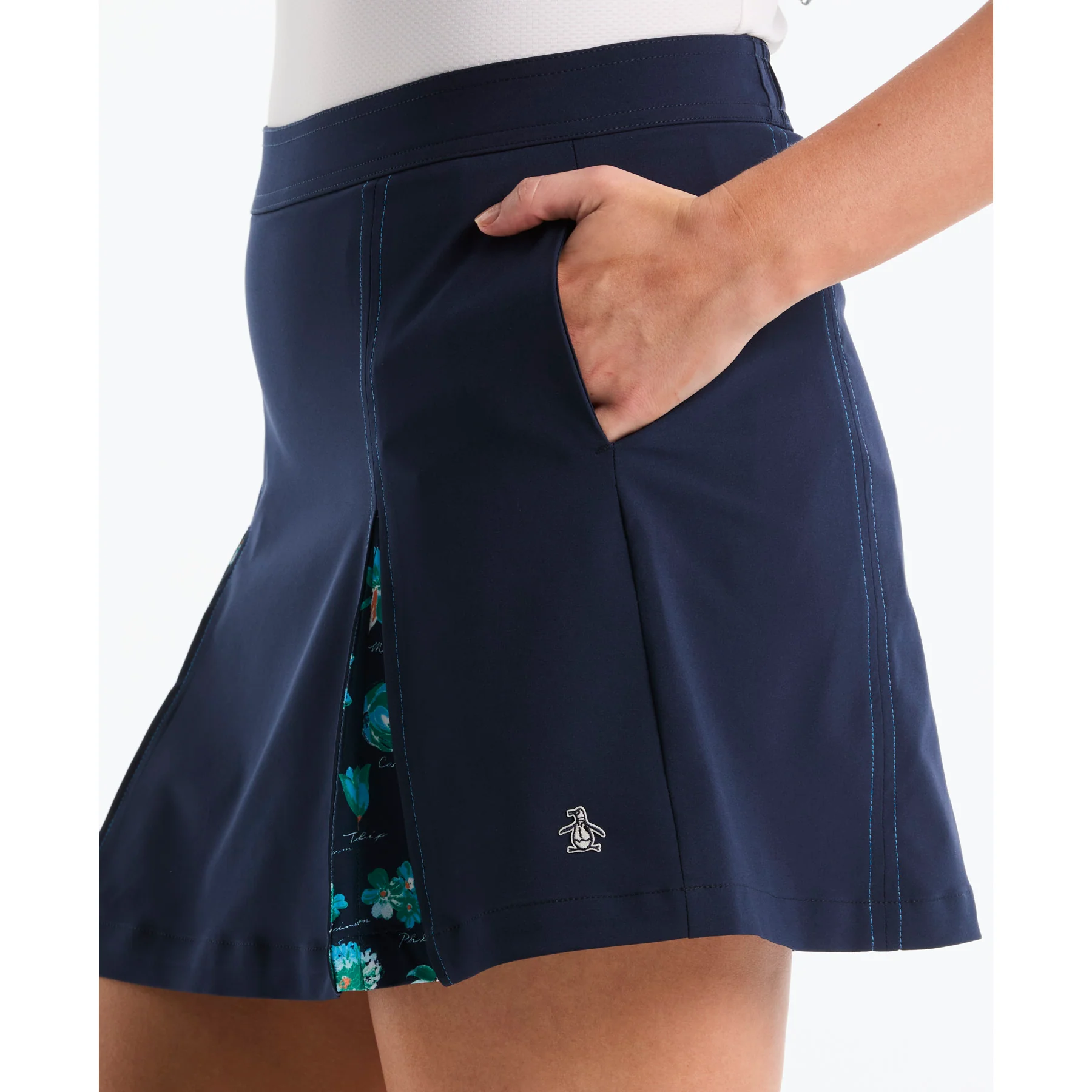 Women's Floral Pleated Golf Skort In Black Iris - Image 5