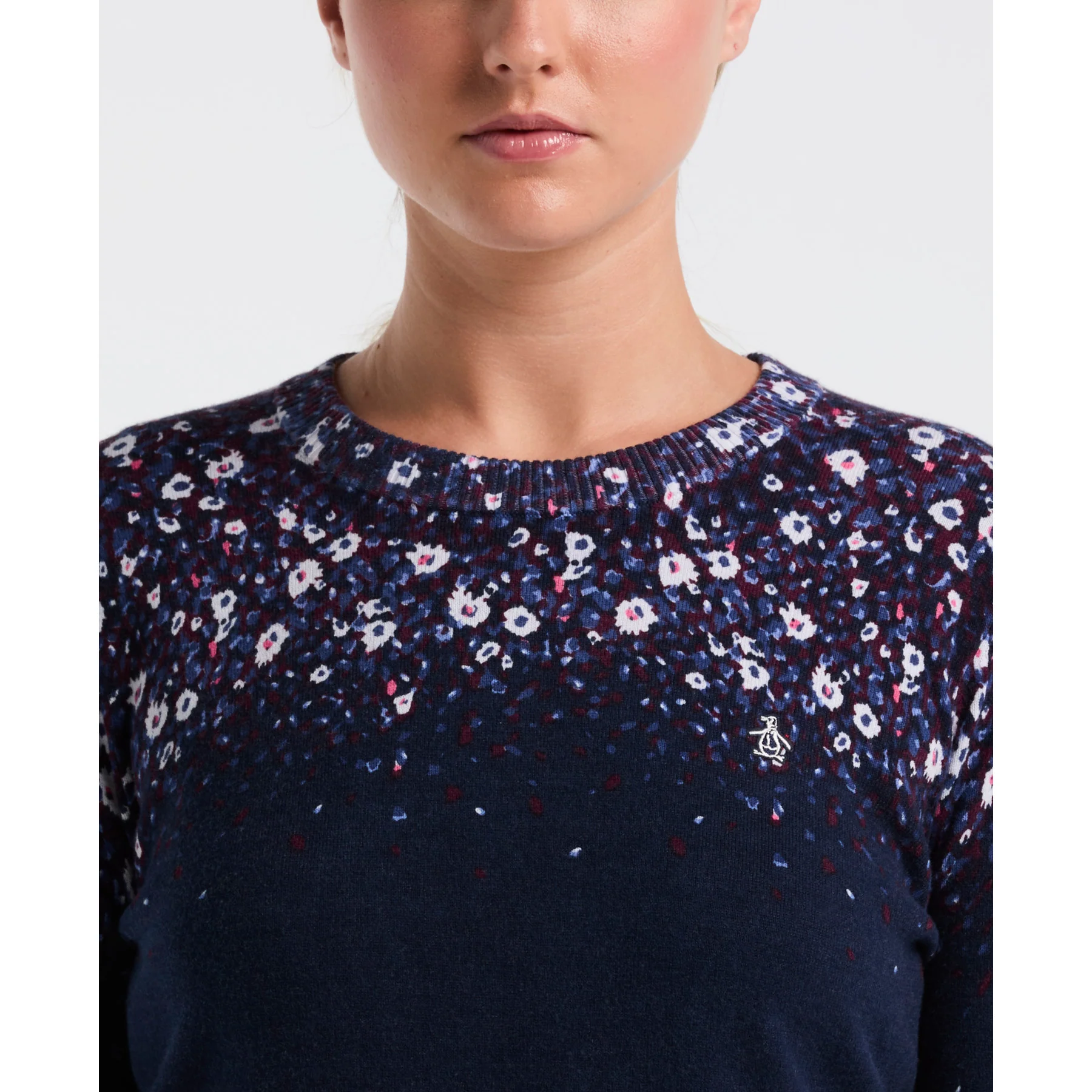 Women's Floral Printed Golf Sweater In Black Iris - Image 3