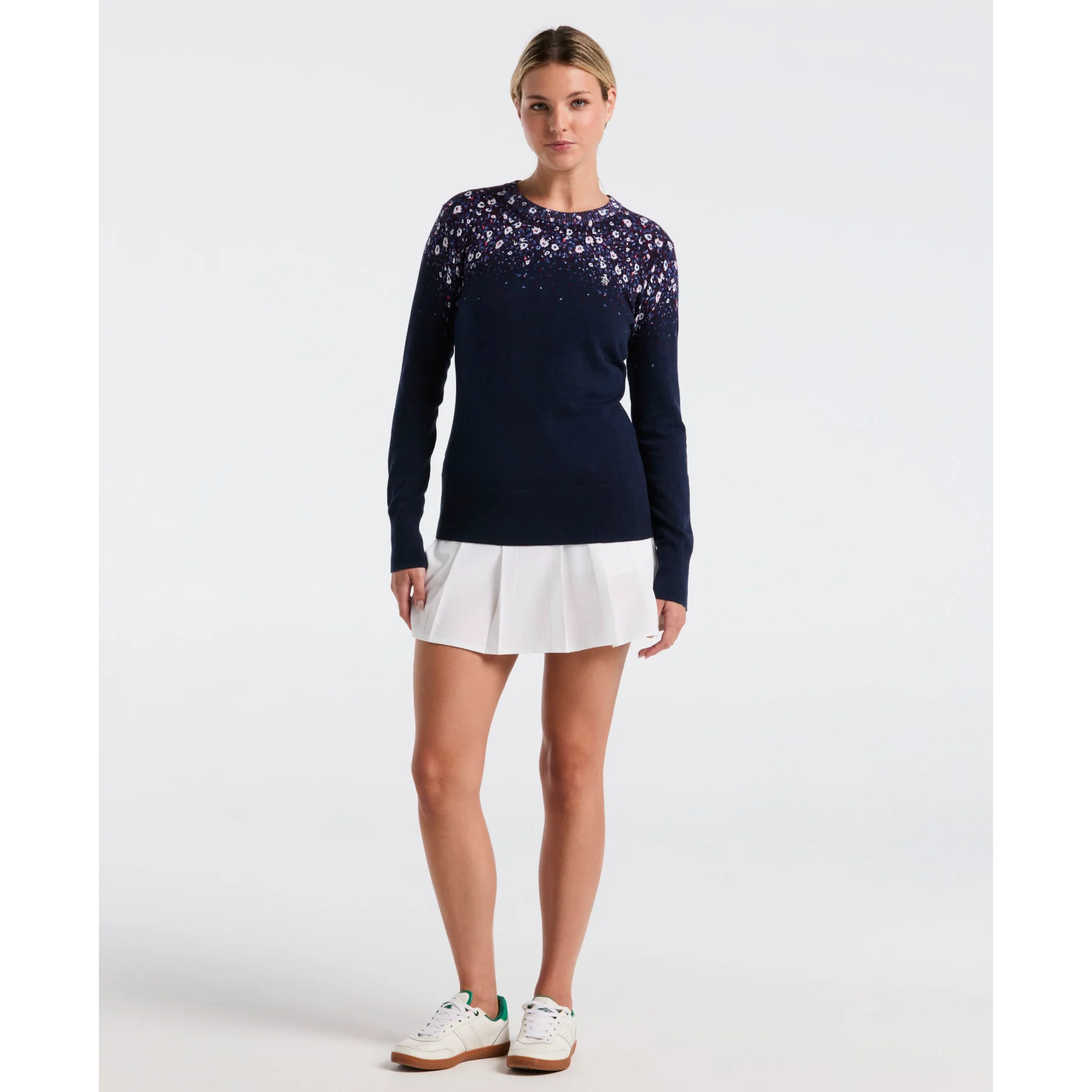 Women's Floral Printed Golf Sweater In Black Iris - Image 4