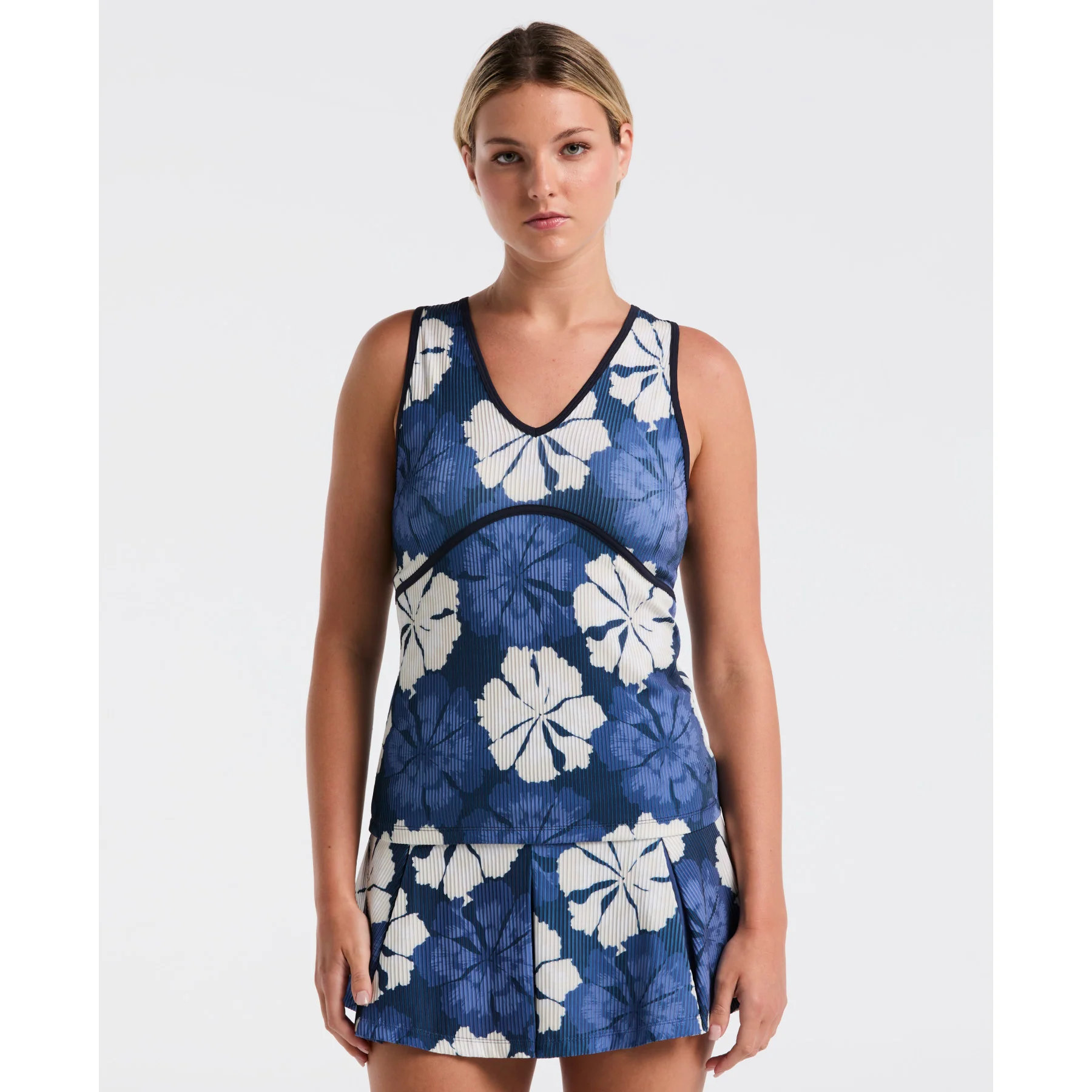 Women's Fuji Floral Tennis Tank Top In Black Iris