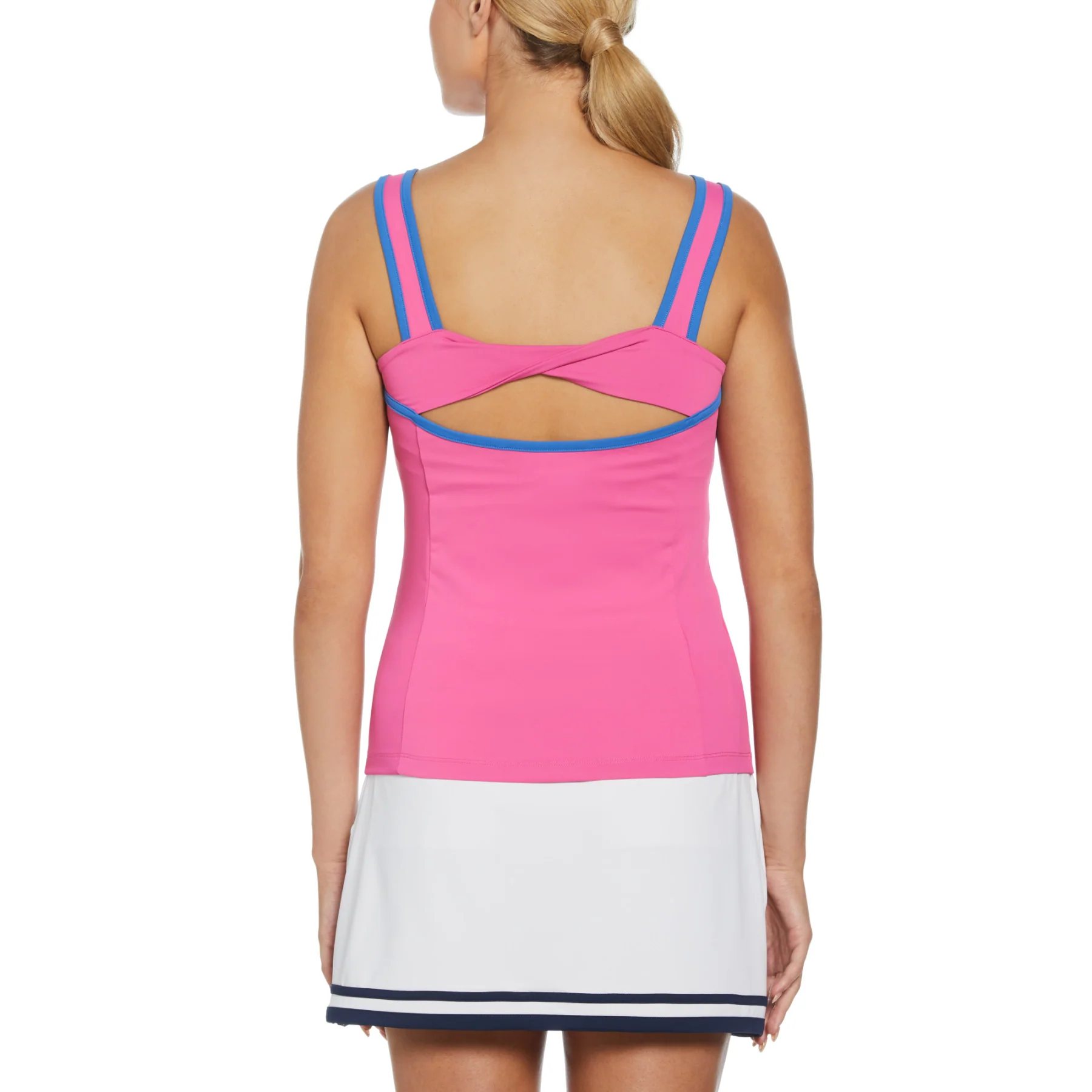 Women's Heart Tennis Tank Top With Back Knot Detail In Cheeky Pink - Image 2