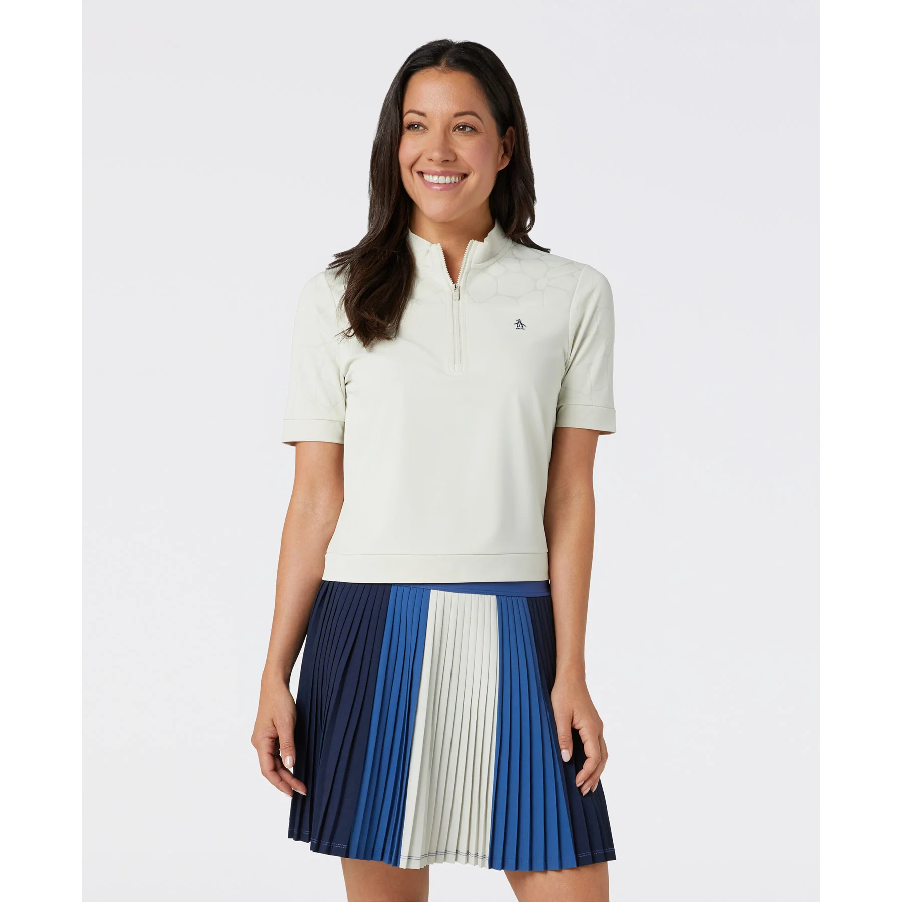 Women's Laser Cut Floral Golf Shirt In Silver Birch