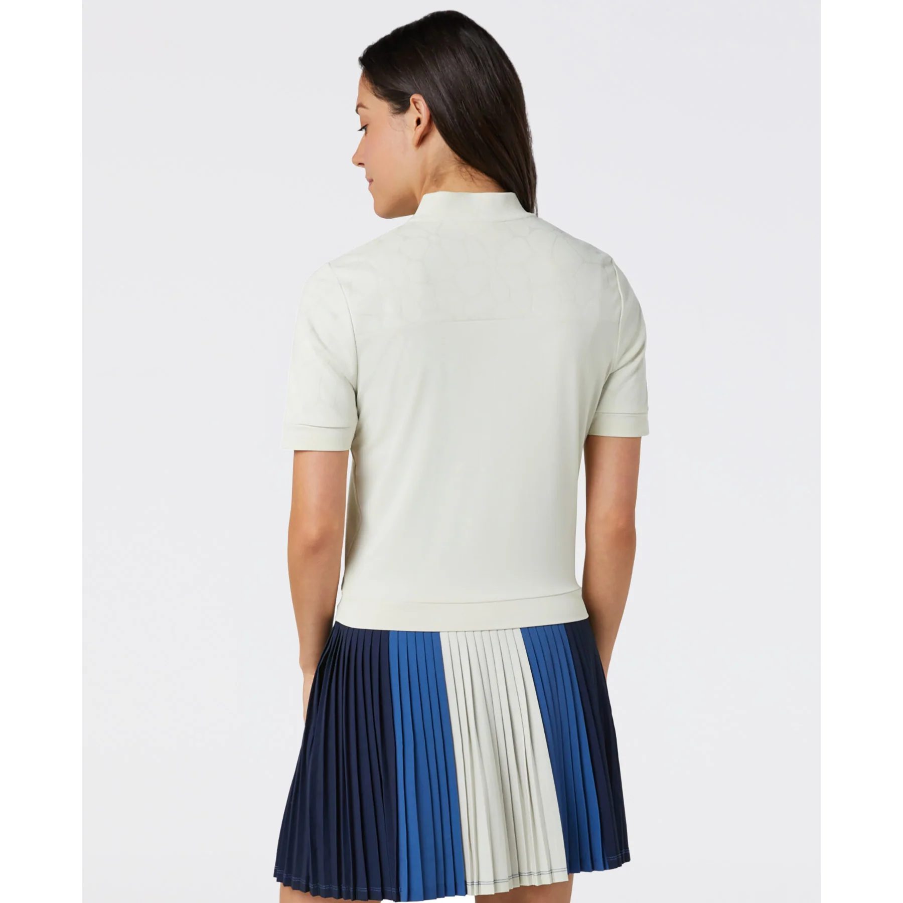 Women's Laser Cut Floral Golf Shirt In Silver Birch - Image 2