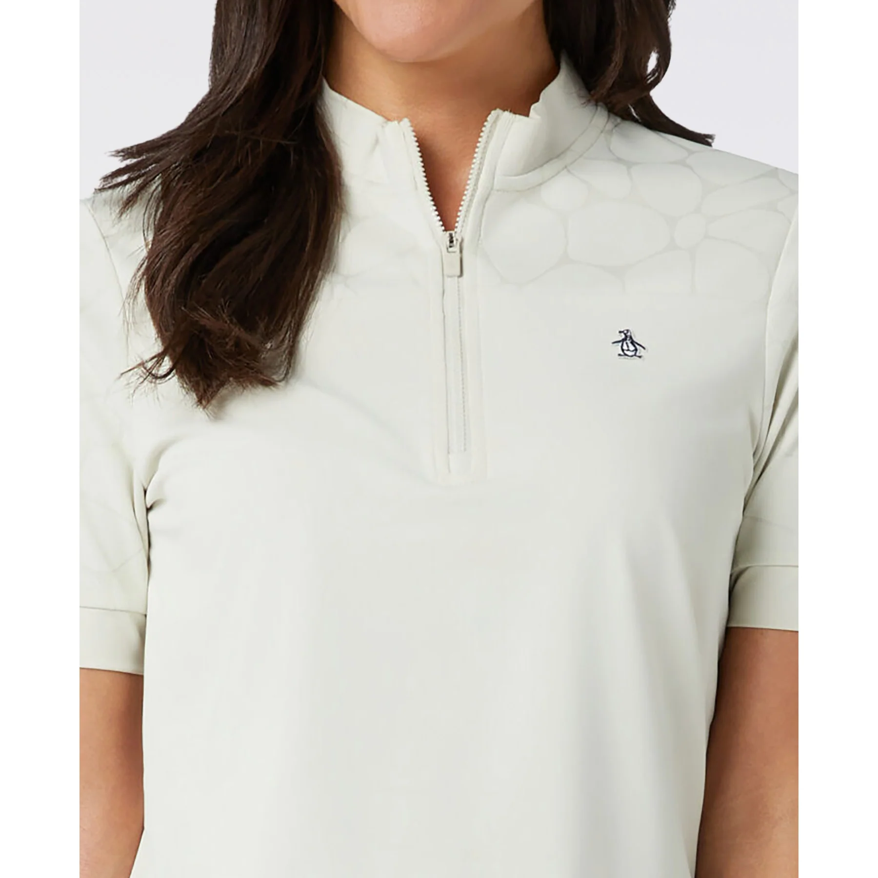 Women's Laser Cut Floral Golf Shirt In Silver Birch - Image 3