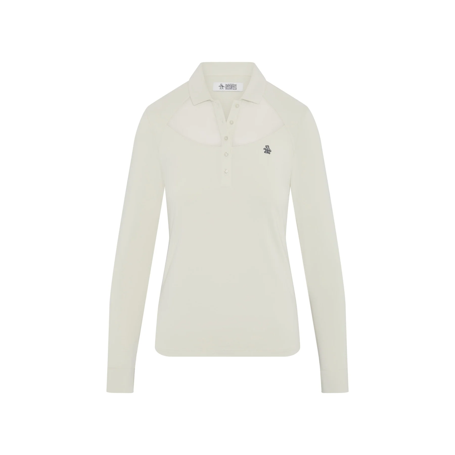 Women's Mesh Yoke Long Sleeve Golf Polo Shirt In Silver Birch - Image 5
