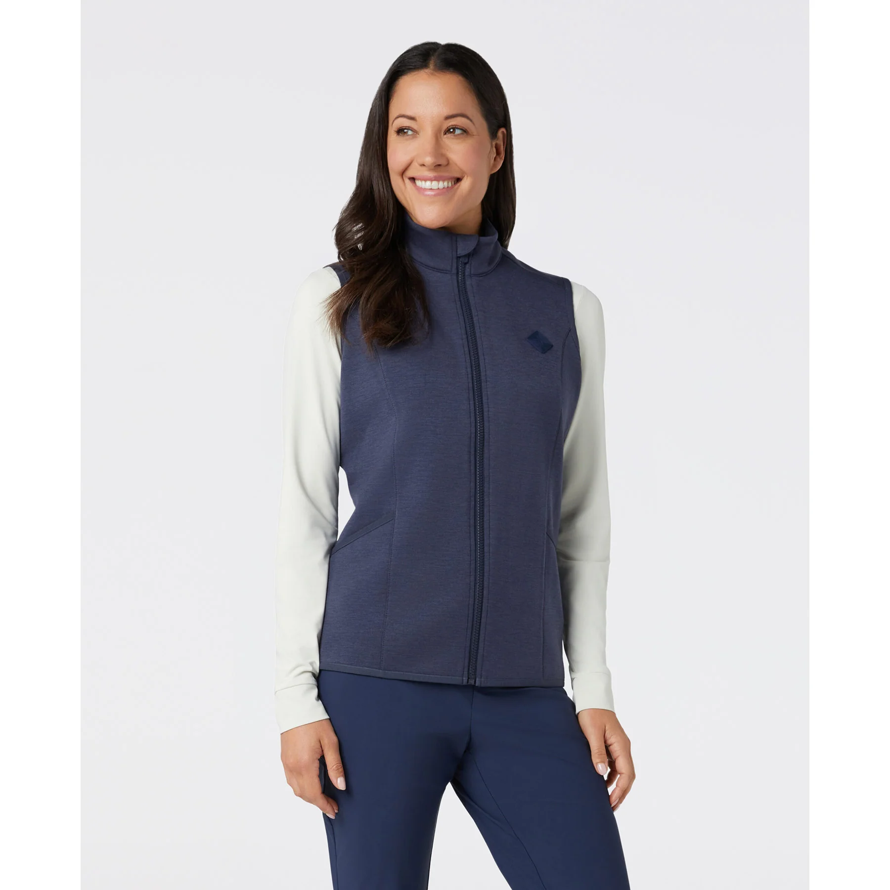 Women's Midweight Golf Vest In Black Iris Heather