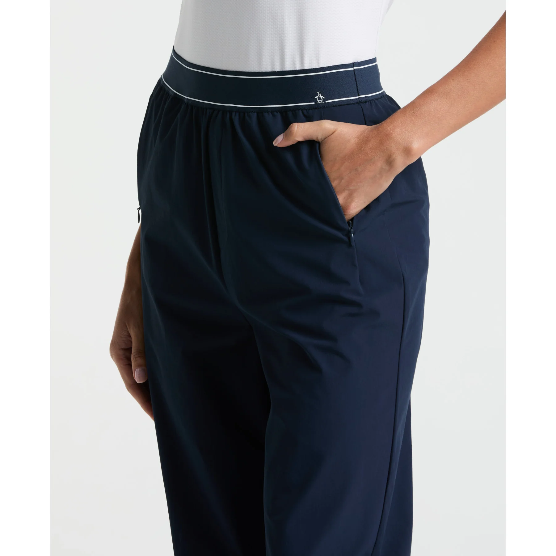 Women's Relaxed Golf Trousers With Elastic Waistband In Black Iris - Image 3