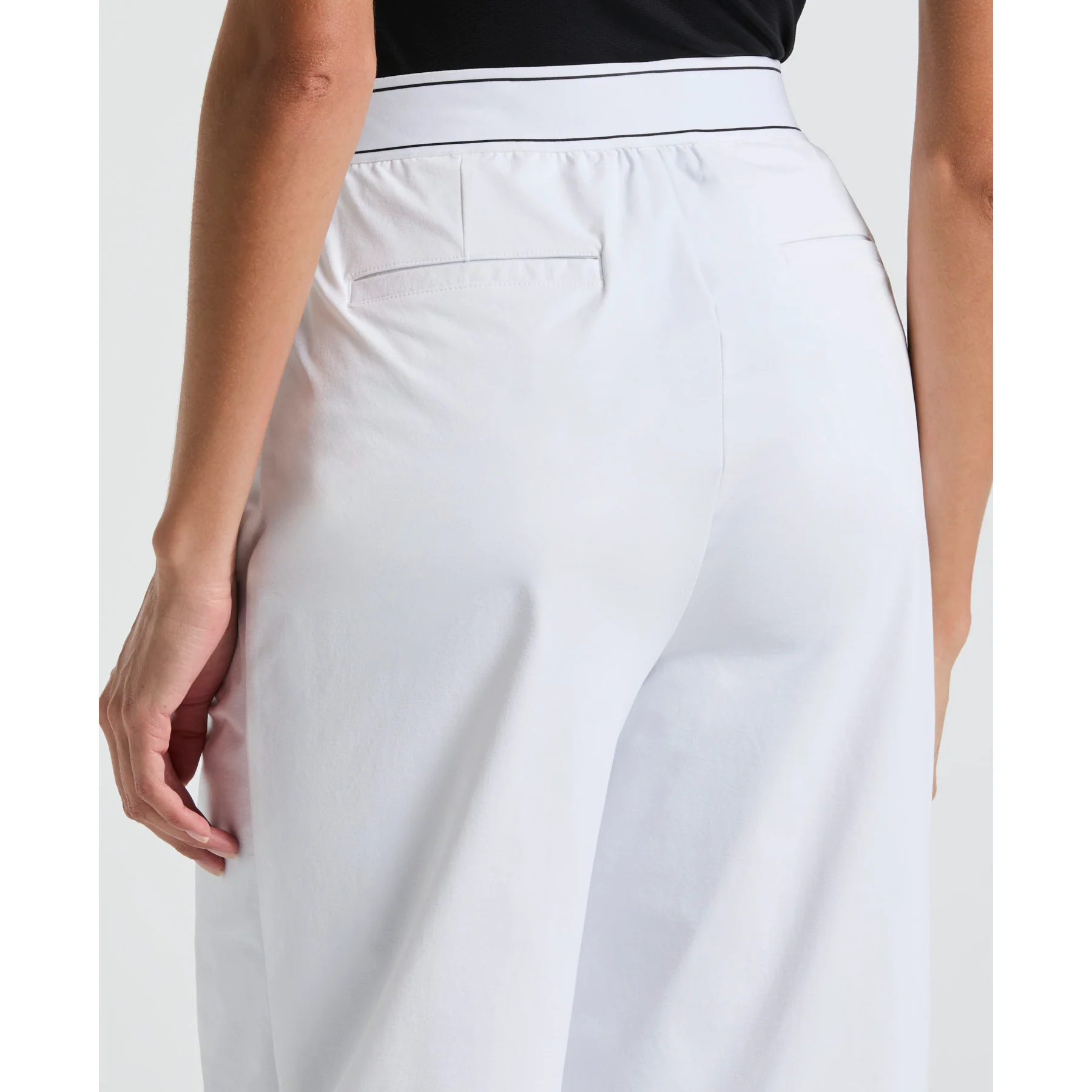 Women's Relaxed Golf Trousers With Elastic Waistband In Bright White - Image 4