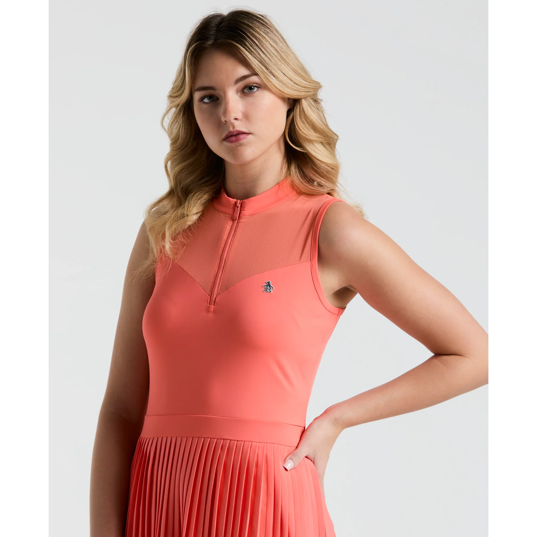 Women's Sleeveless Colour Block Golf Dress In Coral Quartz - Image 4