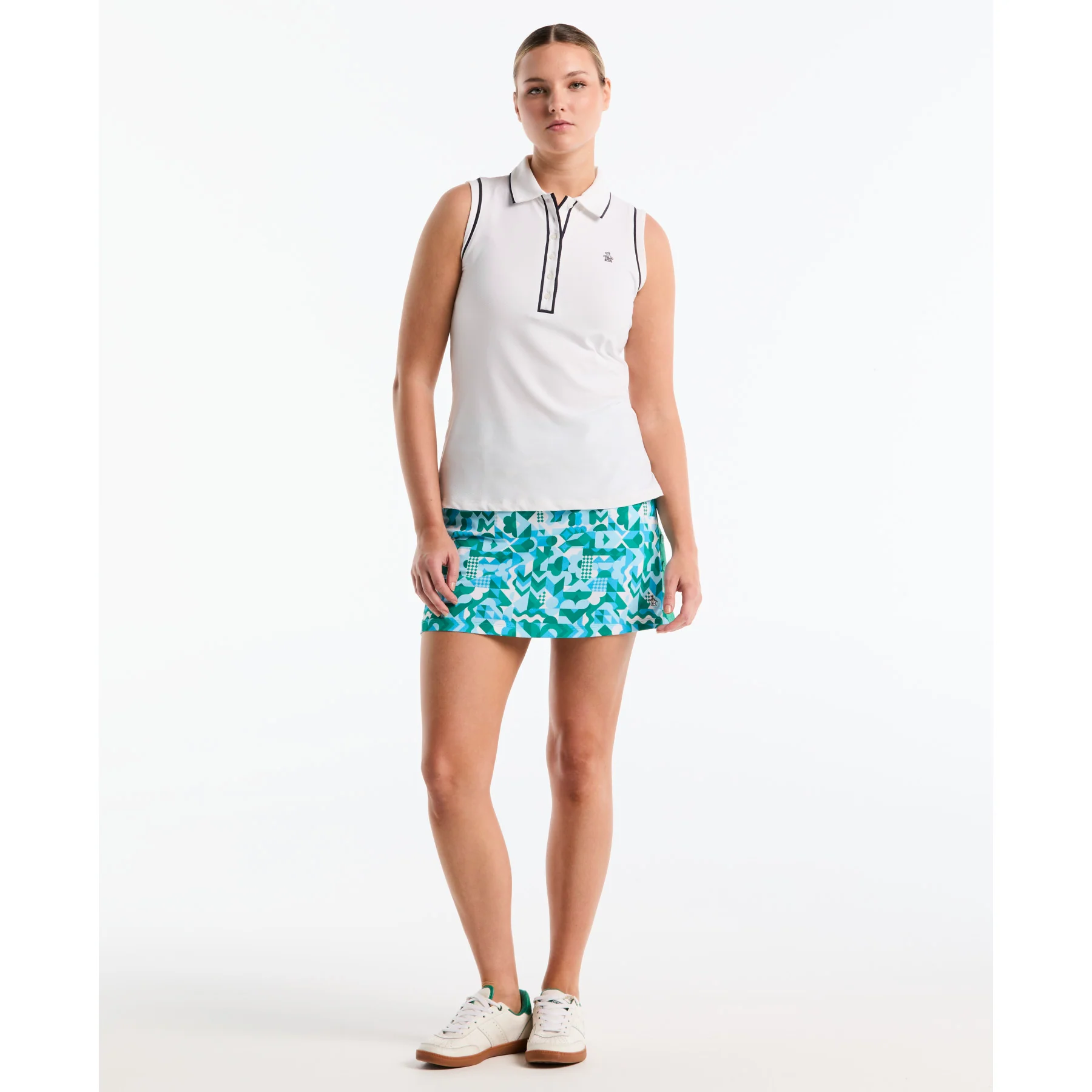 Women's Spliced Geo Golf Skort In Emerald