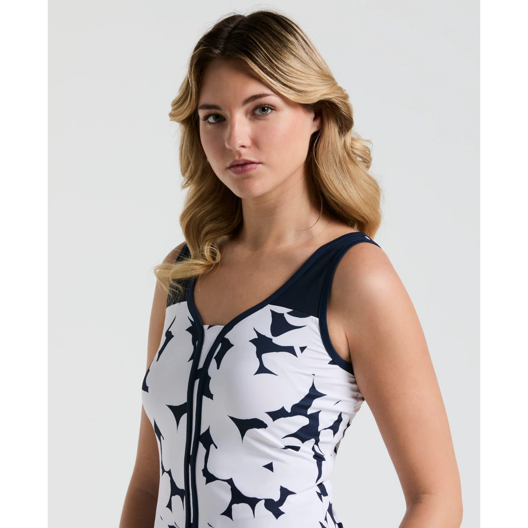 Women's Tennis Riviera Floral Print Tank Top In Black Iris - Image 3