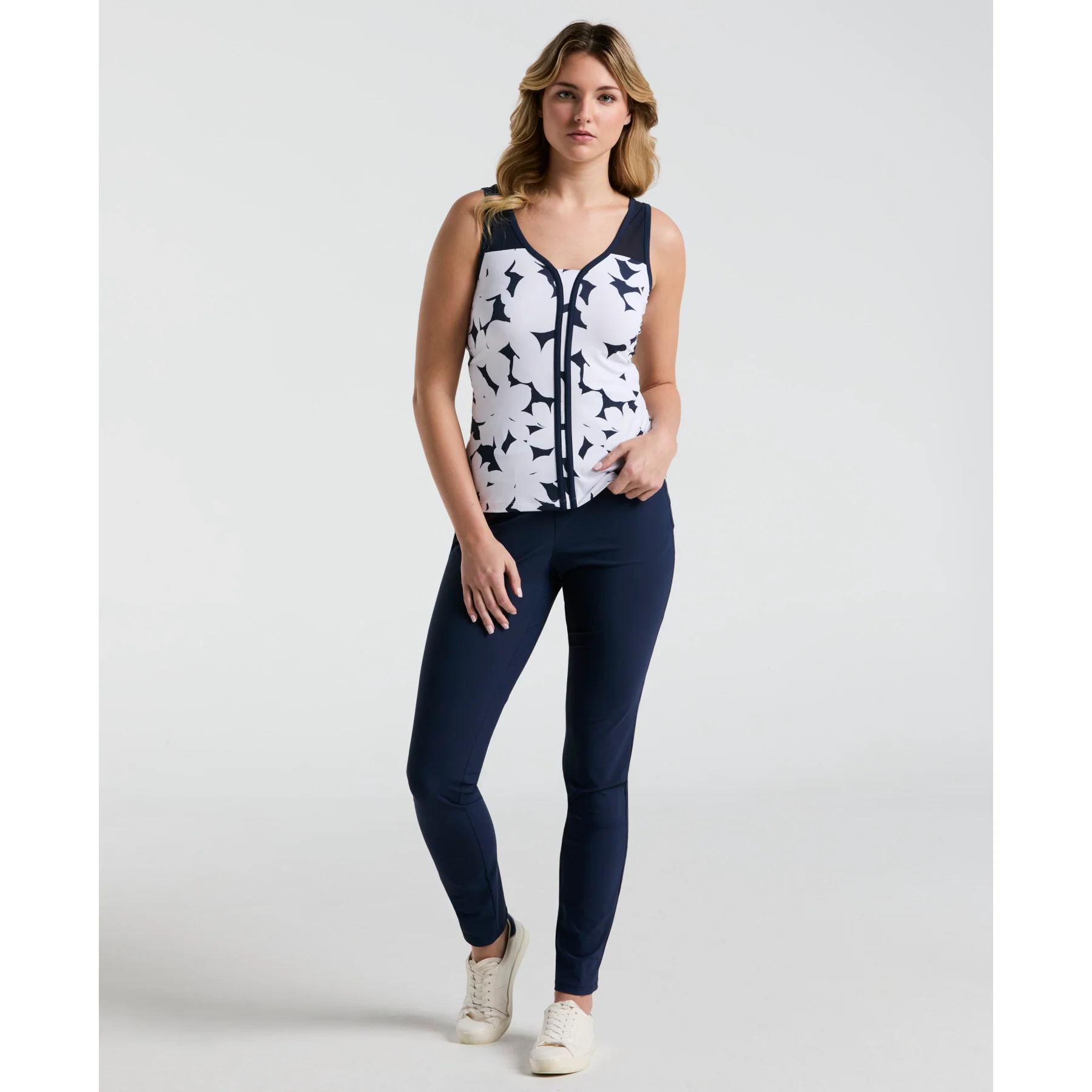 Women's Tennis Riviera Floral Print Tank Top In Black Iris - Image 4