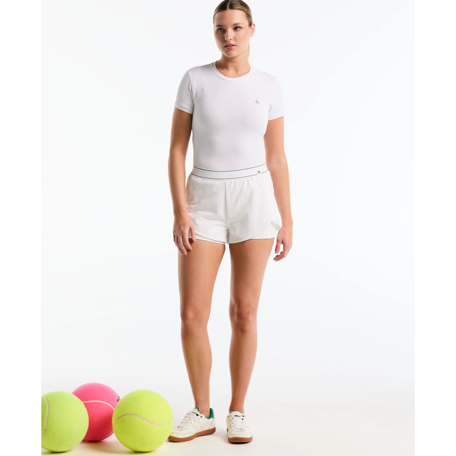 Women's Tennis Short With Striped Pete In Bright White - Image 5