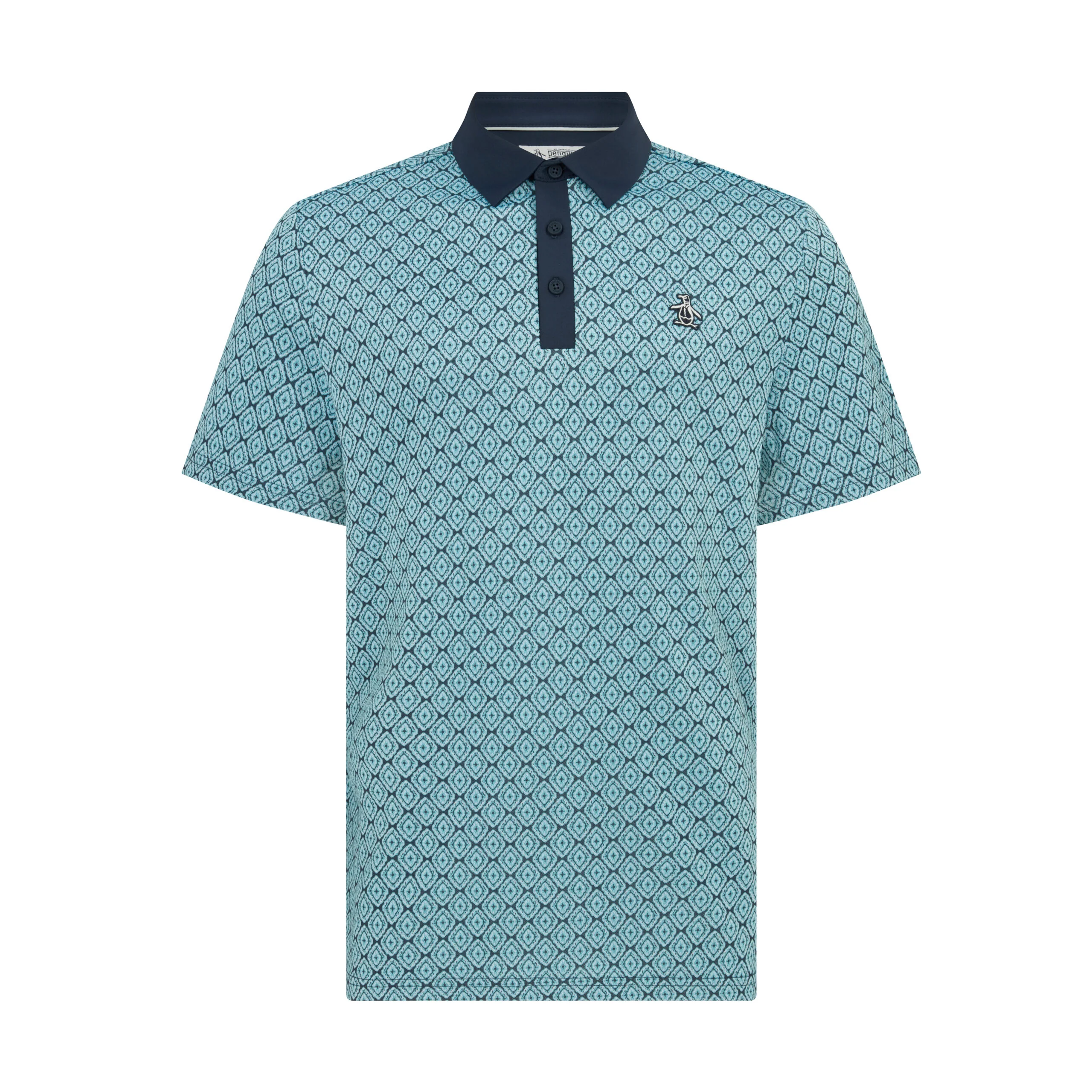 Yarn Dyed Bohemian Jacquard Golf Polo Shirt In Black Iris - Image 5